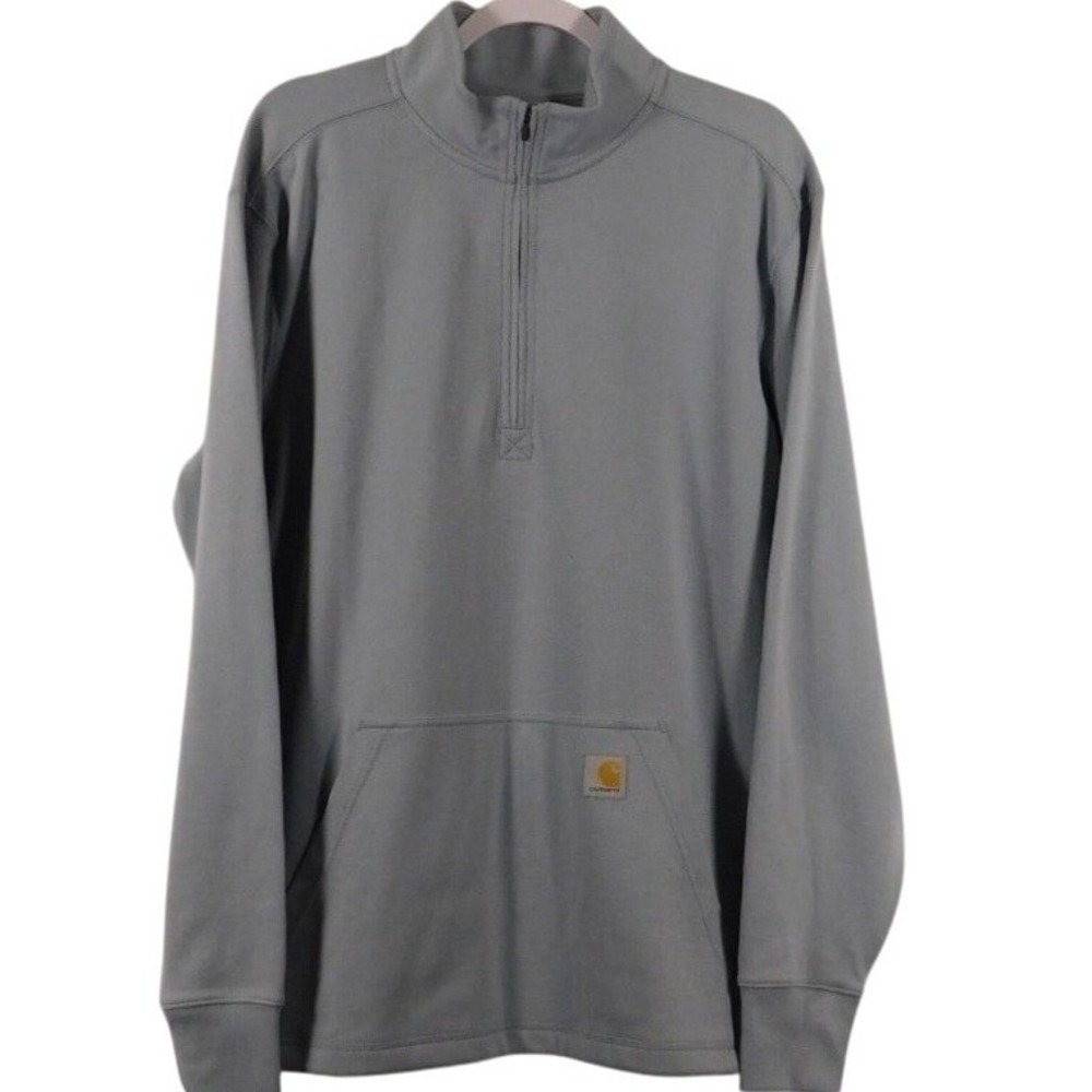 Carhartt Mens Relaxed Fit Quarter Zip Pullover Gray Long Sleeve Shirt Sz Med B7